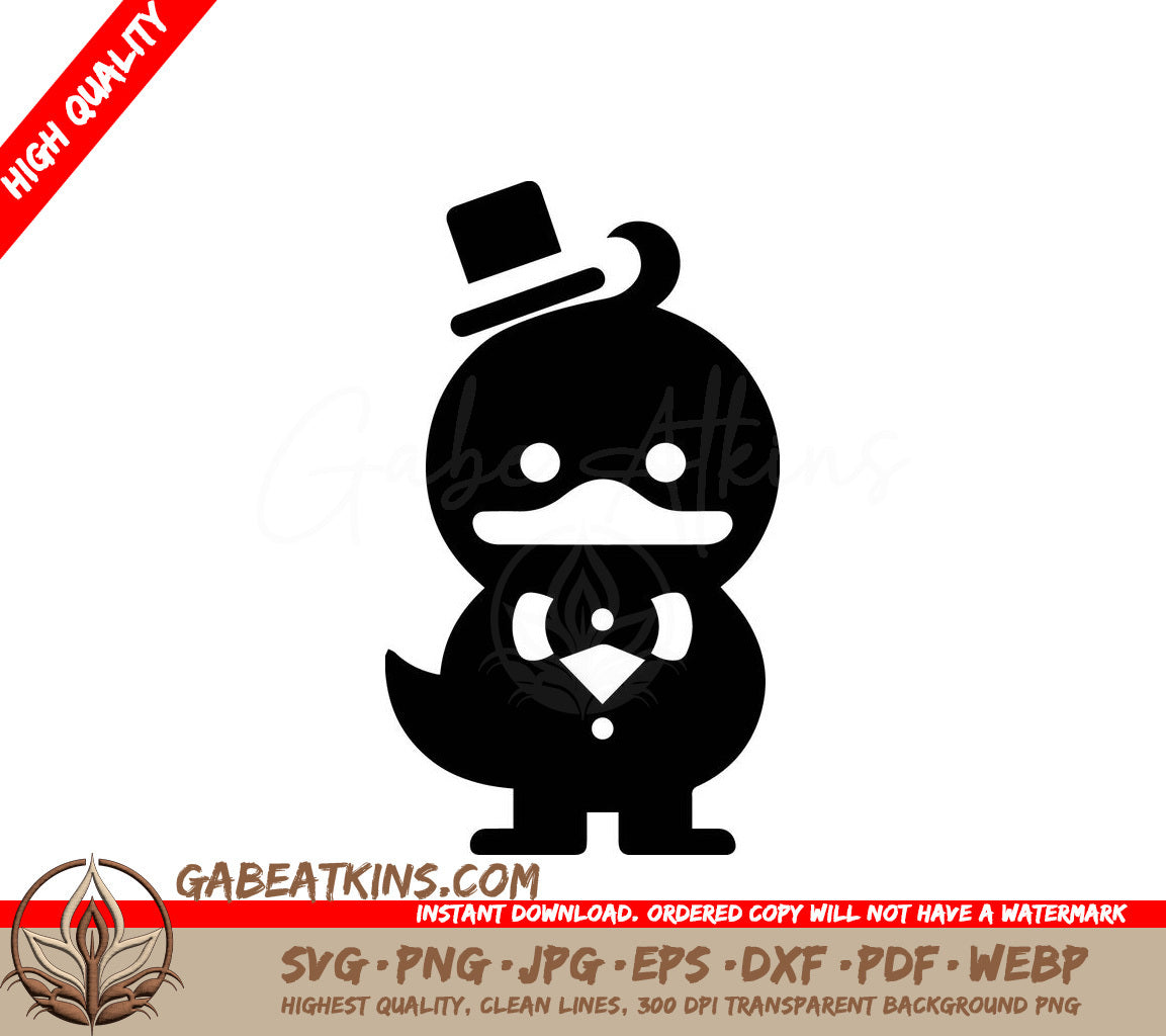 Funny Minimalist Duck with Top Hat and Bow Tie SVG SVG