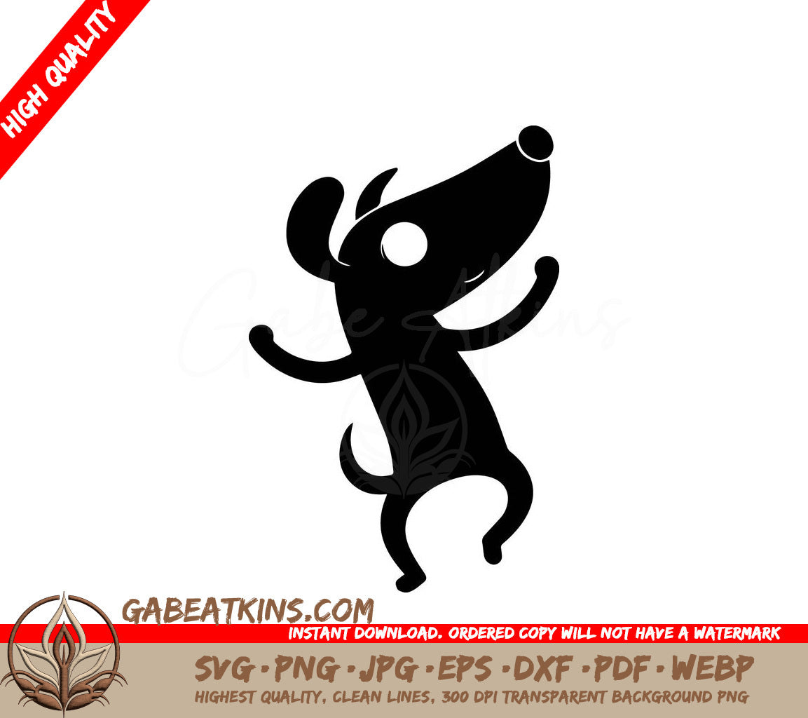 Funny Dog Dancing SVG - Minimal Silhouette SVG