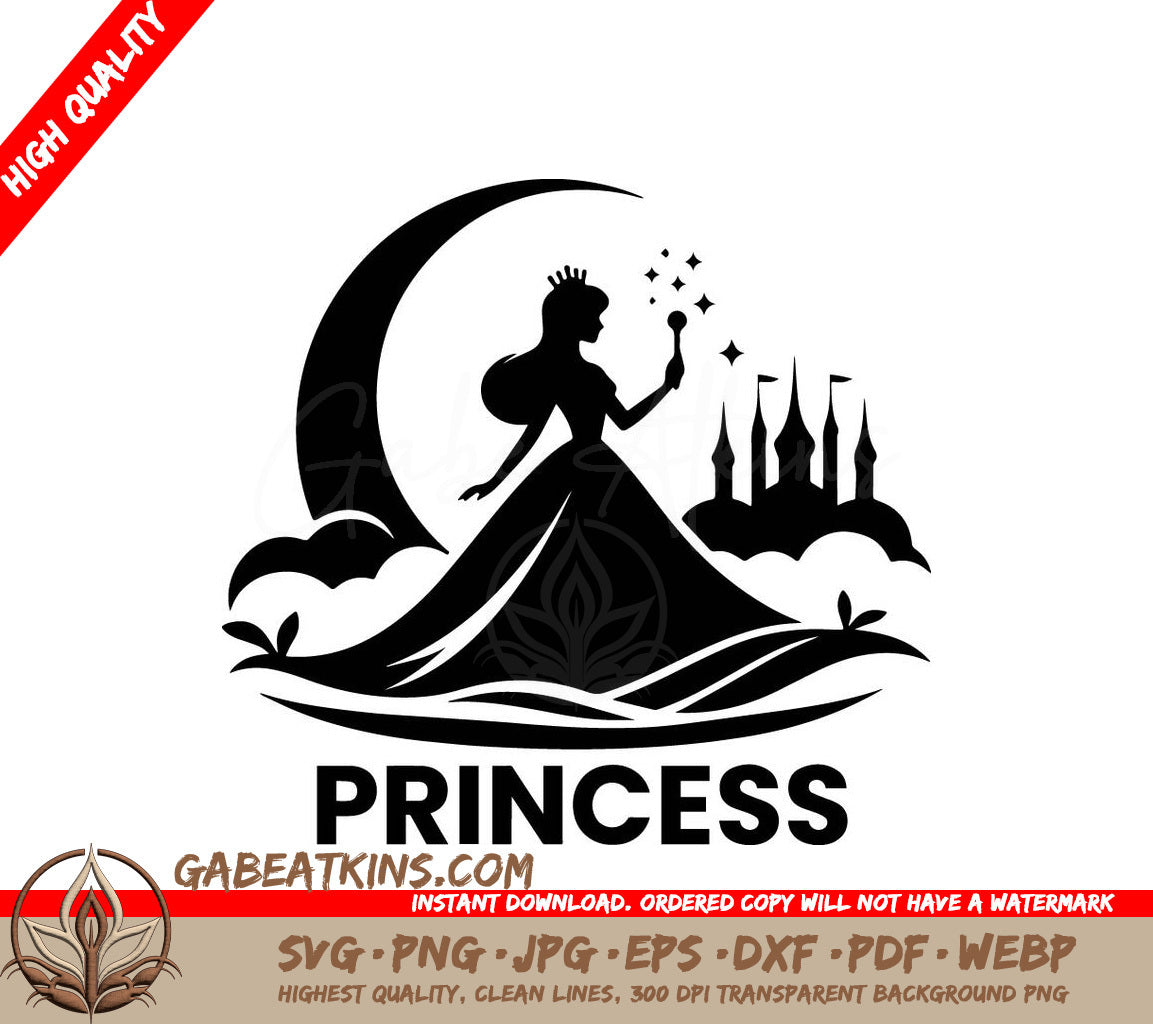 Minimalist Princess Silhouette SVG Design - Black Clipart SVG