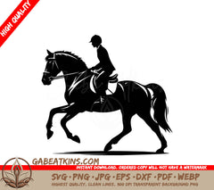 A Silhouette Of A Man Riding A Black Horse SVG - minimal horse raider raiding horse vector silhouette black color silhouette 10 SVG