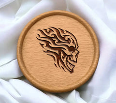 Fiery Skull Tribal Tattoo SVG - Design SVG