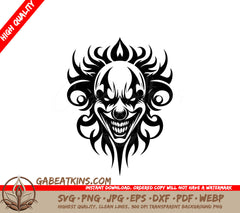 Creepy Clown Tribal Tattoo SVG - Drawing SVG