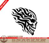 Fiery Skull Tribal Tattoo SVG - Design SVG
