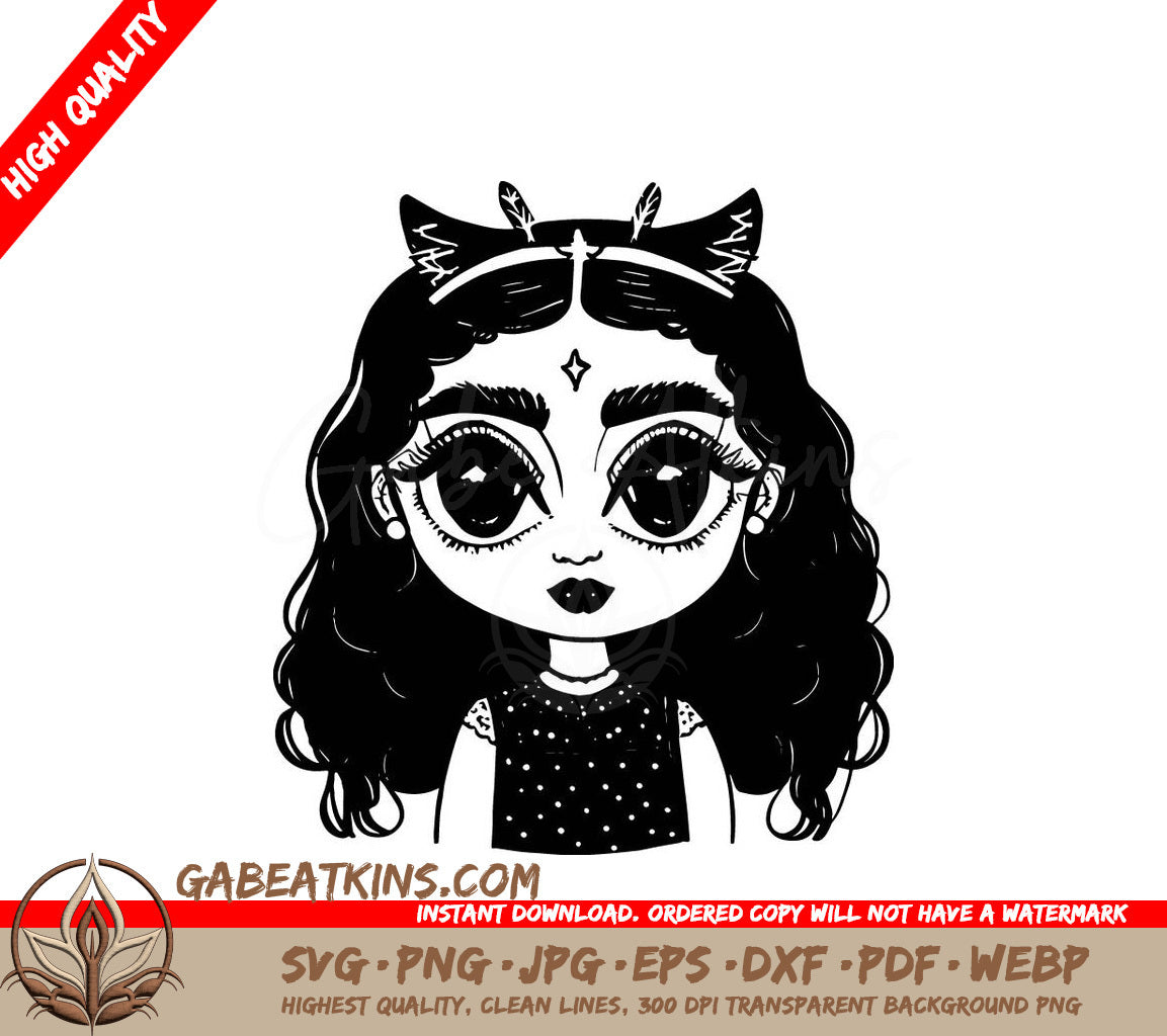 Princess Girl with Star SVG - Long Lashes, Big Eyes SVG