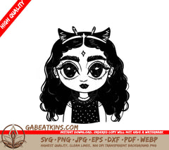 Princess Girl with Star SVG - Long Lashes, Big Eyes SVG