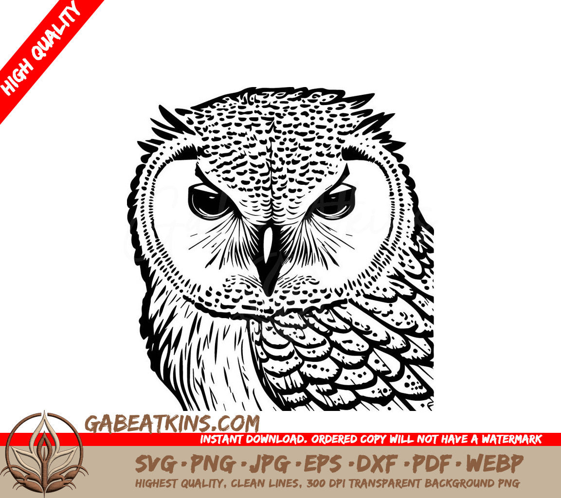 Owl Face SVG - Branch Silhouette SVG