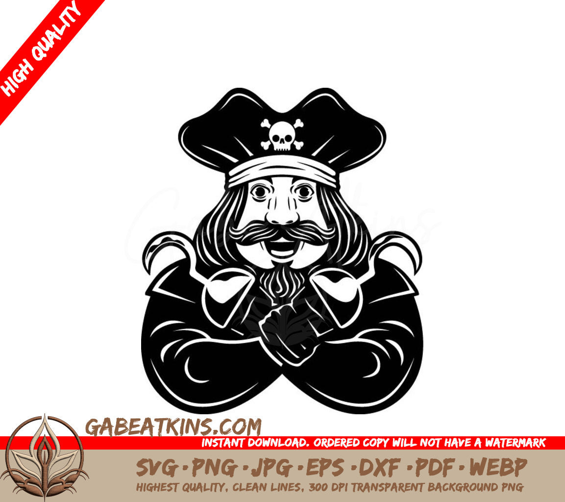 Pirate with Skull & Crossbones SVG Illustration SVG