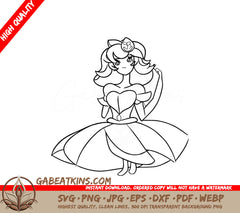 Princess Peach Coloring Page SVG - Dress Illustration SVG