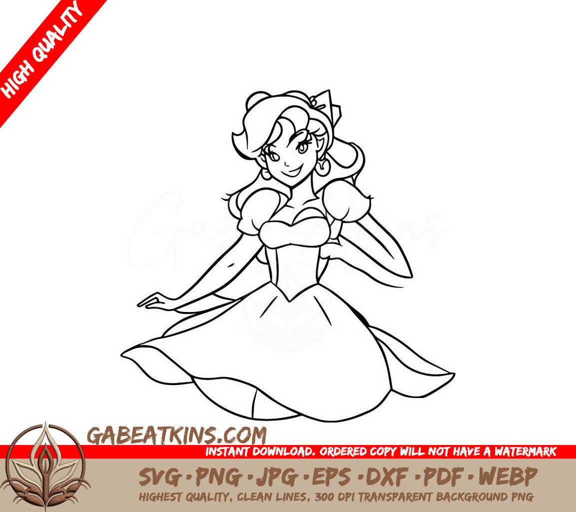 Princess Dress Line Art SVG - Coloring Page SVG
