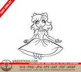 Princess Peach Super Smash Bros Coloring Page SVG -  Girl in Princess Dress SVG
