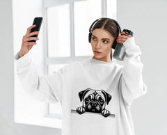 Pug Peeking Over Wall SVG - Drawing SVG