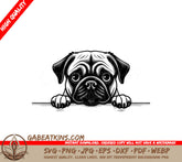Pug Peeking Over Wall -  SVG SVG
