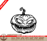 Spooky Pumpkin Head Alien SVG - Drawing SVG