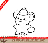 Cute Mouse Party Hat SVG -  Doodle Coloring Page SVG