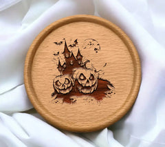 Halloween Haunted House & Pumpkins SVG -  Drawing SVG