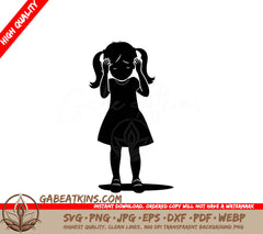 Little Girl Holding Headache Silhouette SVG SVG