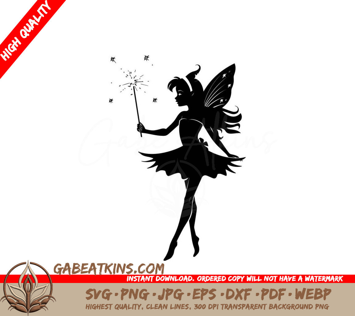 Fairy Silhouette SVG - Magical Wand Full Body SVG
