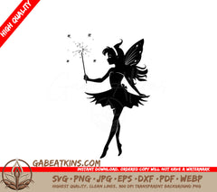 Fairy Silhouette SVG - Magical Wand Full Body SVG