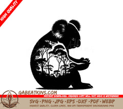 Koala Silhouette with Nature View SVG SVG
