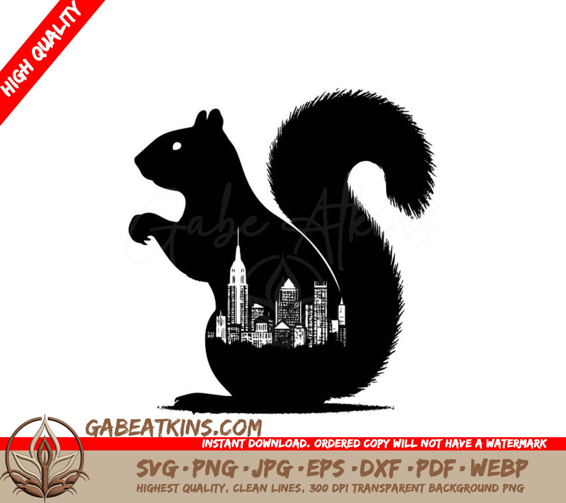 Squirrel City Skyline SVG Silhouette SVG