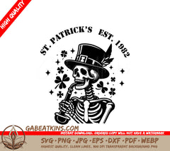 Skeleton Leprechaun SVG - St. Patricks Day Drawing SVG