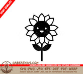 Smiling Sunflower SVG - Drawing with Face SVG