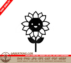 Smiling Sunflower SVG - Drawing with Face SVG