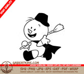 Cute Chibi Snowman Holding Broom SVG -  Anime Doodle SVG