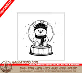 Teddy Bear Snow Globe SVG - Hand Drawn Flat Biodiversity Design SVG