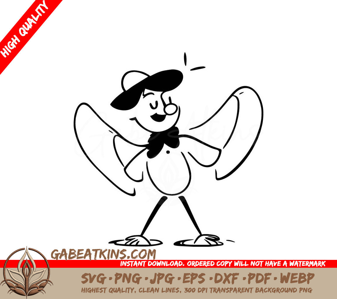 Gentleman with Hat & Bow Tie + Cartoon Crow SVG SVG