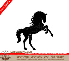 A Silhouette Of A Horse Standing On Its Hind Legs SVG - vector fighting horse logo SVG
