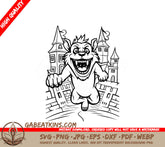 Werewolf Castle Coloring Page SVG -  Monster Illustration SVG