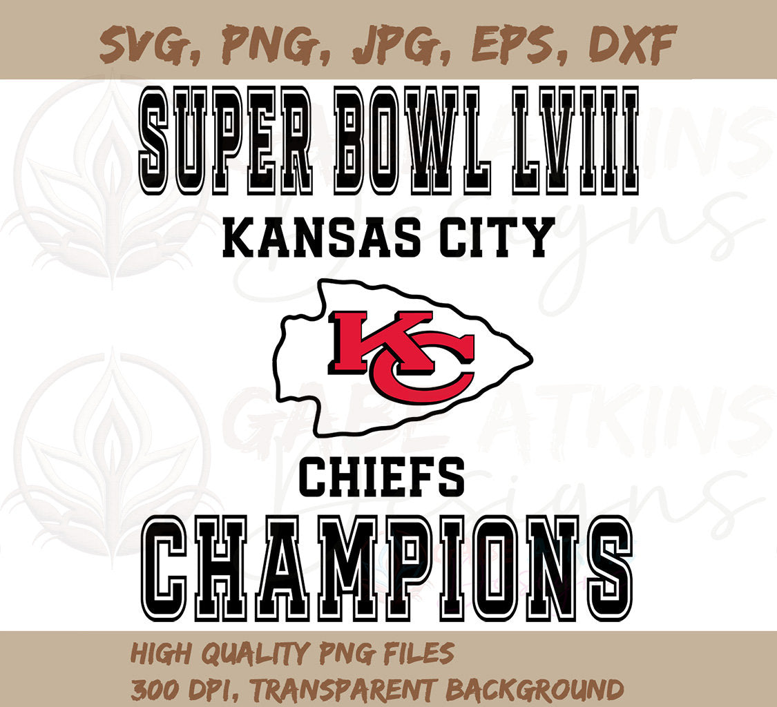 KC Chiefs Football Champions 2024 SVG Digital Download | PNG, jpg, eps, dxf - Cricut Formats also available