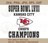 KC Chiefs Football Champions 2024 SVG Digital Download | PNG, jpg, eps, dxf - Cricut Formats also available