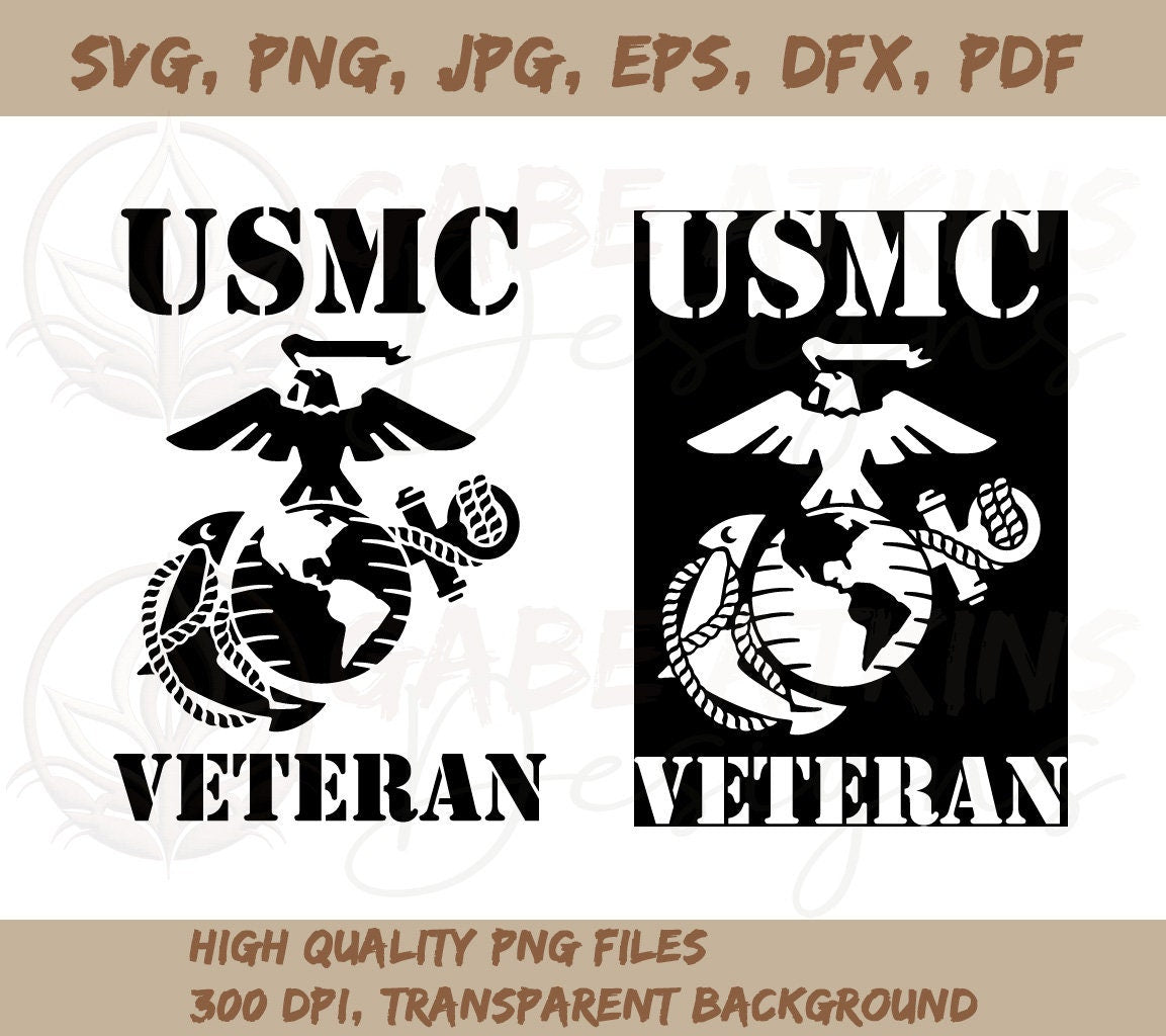 USMC Veteran Eagle Globe and Anchor SVG | High Quality, Clean Lines Available in SVG, PNG, JPG, PDF, DXF, EPS and WebP | USMC Vet | USMC EGA