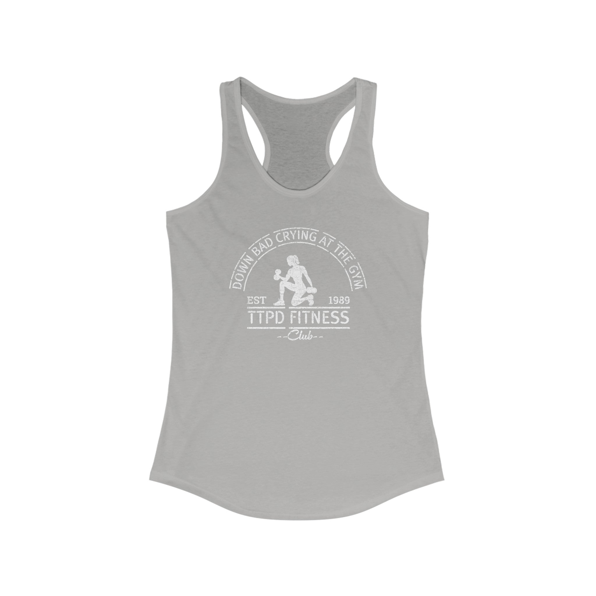 Taylor Swift Down Bad Tank - Now I'm Down Bad Crying At The Gym Tank - heather Grey