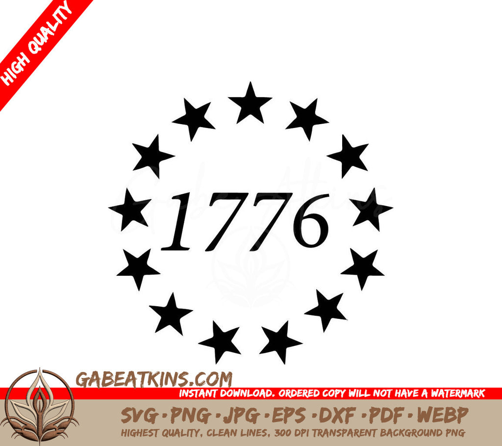 1776 SVG | 1776 Is Written In The Center Of A Circle Of Stars SVG