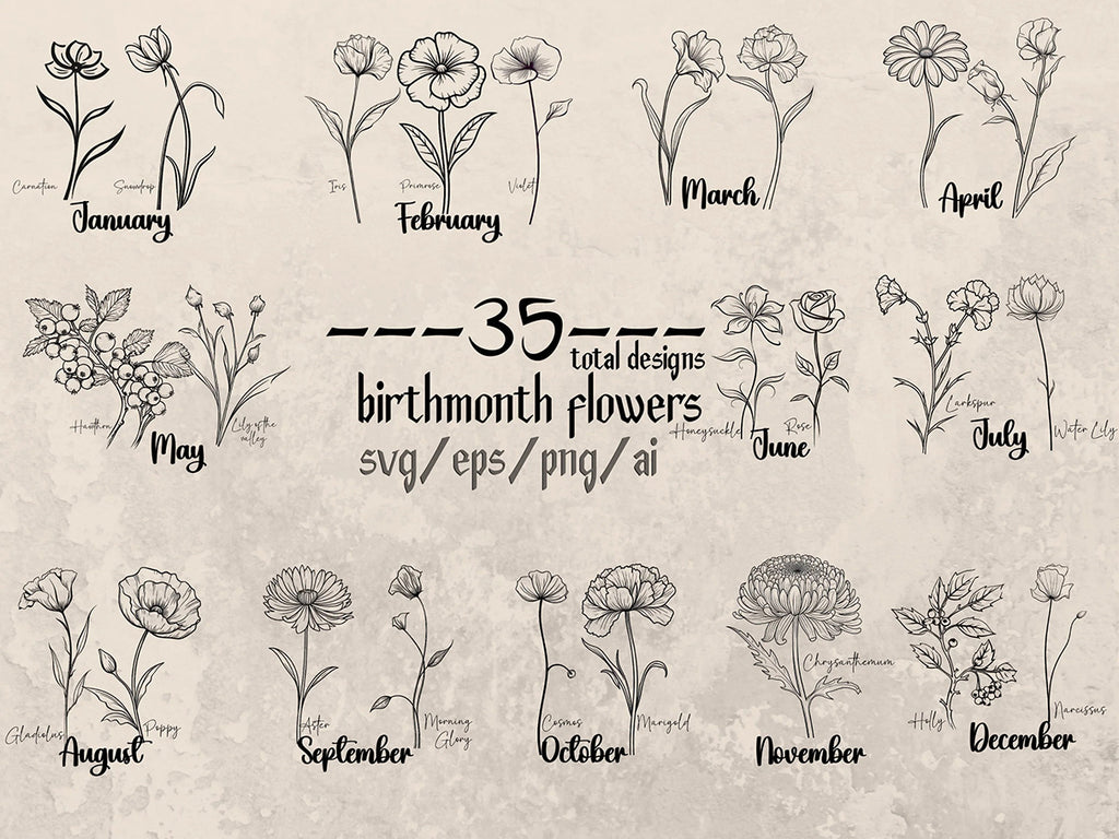 Birth Month Flowers Svg, Wildflower svg,Birthday Flower,Flower Clipart – Gabe Atkins Designs birth-month-flowers-svg-wildflower-svg-birthday-flower-flower-clipart-gabe-atkins-designs