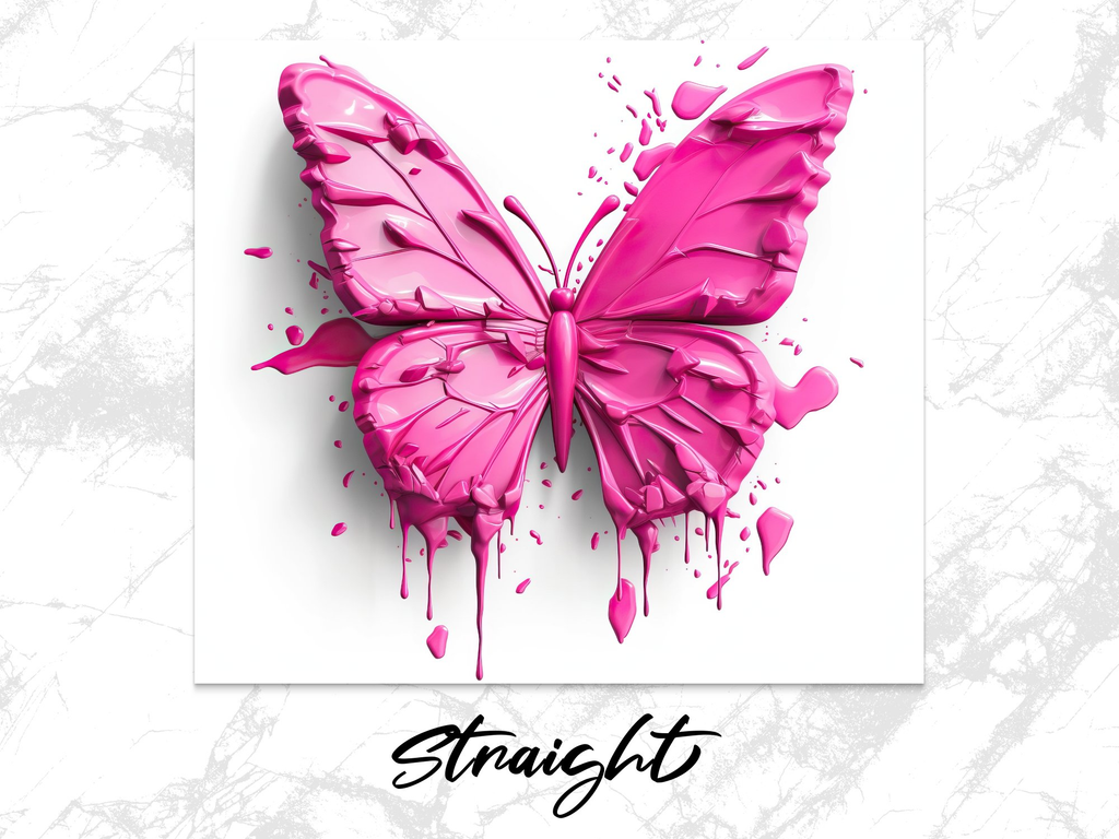20 Oz Tumbler Wrap | 3D Watercolor Pink Butterfly | Seamless Design - Gabe Atkins Designs