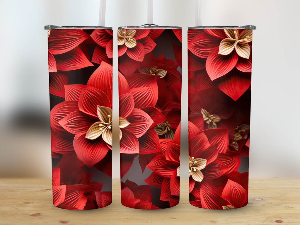 Amaryllis Flower Tumbler Wrap | 20 Oz Skinny Tumbler Wrap | 3D Seamless Design | Tumbler Wrap | 3d Delphinium Flower, 3d flowers, 3d tumbler design, 3d tumbler wrap, Colorful, delphinium flower, flower tumbler wrap, lily tumbler design, skinny tumbler wrap, sublimation design, tumbler design, tumbler wrap, white tumbler wrap | Gabe Atkins Designs