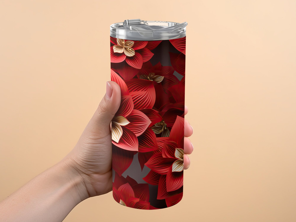 Amaryllis Flower Tumbler Wrap | 20 Oz Skinny Tumbler Wrap | 3D Seamless Design - Gabe Atkins Designs