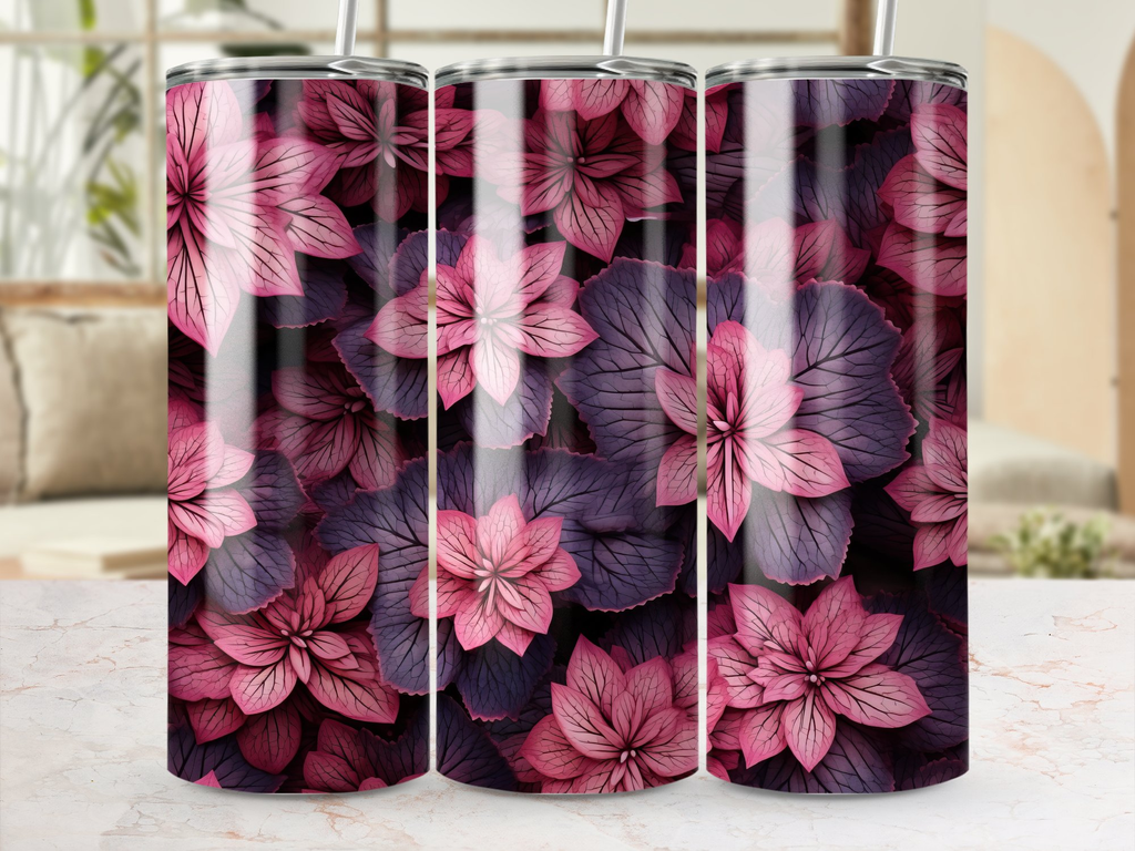 3D Purple Heuchera Flower 20 oz Skinny Tumbler Wrap Sublimation Design | 3D Purple Heuchera Flower 20 oz Skinny Tumbler Wrap Sublimation Design, Seamless, Straight
