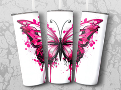 Watercolor Cherry Red Butterfly 20 oz Skinny Tumbler Sublimation Design | Seamless, Straight And Tapered Tumbler Wrap, Instant Download PNG - Gabe Atkins Designs