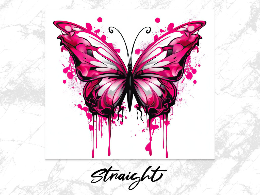 Watercolor Cherry Red Butterfly 20 oz Skinny Tumbler Sublimation Design | Seamless, Straight And Tapered Tumbler Wrap, Instant Download PNG - Gabe Atkins Designs