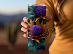 3d Thistle Flower 20 oz Skinny Tumbler Wrap Sublimation Design, Straig | 3d Thistle Flower 20 oz Skinny Tumbler Wrap Sublimation Design, Straight
