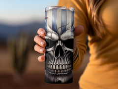 Fractured American Flag Skull 20oz Tumbler Design | Crackled Patriotic Skull Sublimation Wrap | Distressed Flag Skull Tumbler Graphic | PNG - Gabe Atkins Designs