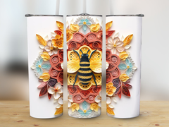 3d Colorful Intricate Bee 20 oz Skinny Tumbler Sublimation Design, Str | 3d Colorful Intricate Bee 20 oz Skinny Tumbler Sublimation Design, Straight