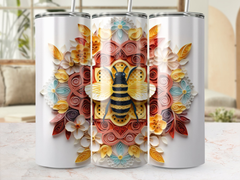 3d Colorful Intricate Bee 20 oz Skinny Tumbler Sublimation Design, Str | 3d Colorful Intricate Bee 20 oz Skinny Tumbler Sublimation Design, Straight