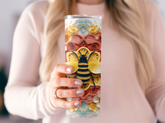 3d Colorful Intricate Bee 20 oz Skinny Tumbler Sublimation Design, Str | 3d Colorful Intricate Bee 20 oz Skinny Tumbler Sublimation Design, Straight
