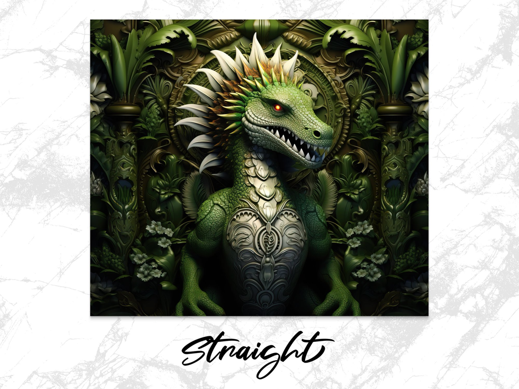 3d Green Dragon 20 oz Skinny Tumbler Sublimation Design, Seamless, Str | 3d Green Dragon 20 oz Skinny Tumbler Sublimation Design, Seamless, Straight